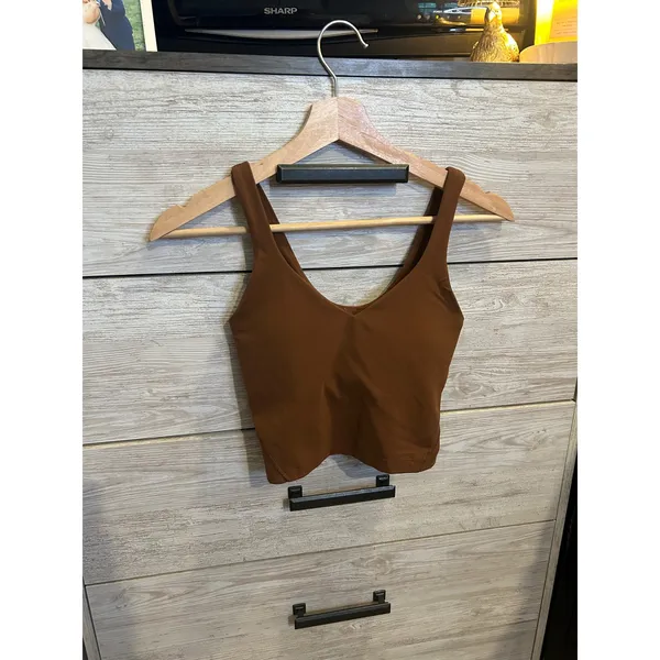 Lululemon Align Tank Top Brown V-Neck Cropped Yoga Bra Size 2 - Image 2