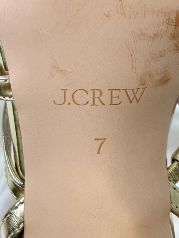 J.Crew Layne Strappy Sandals 7 Metallic Gold Wedding Guest Summer Vacay Chic - Image 10