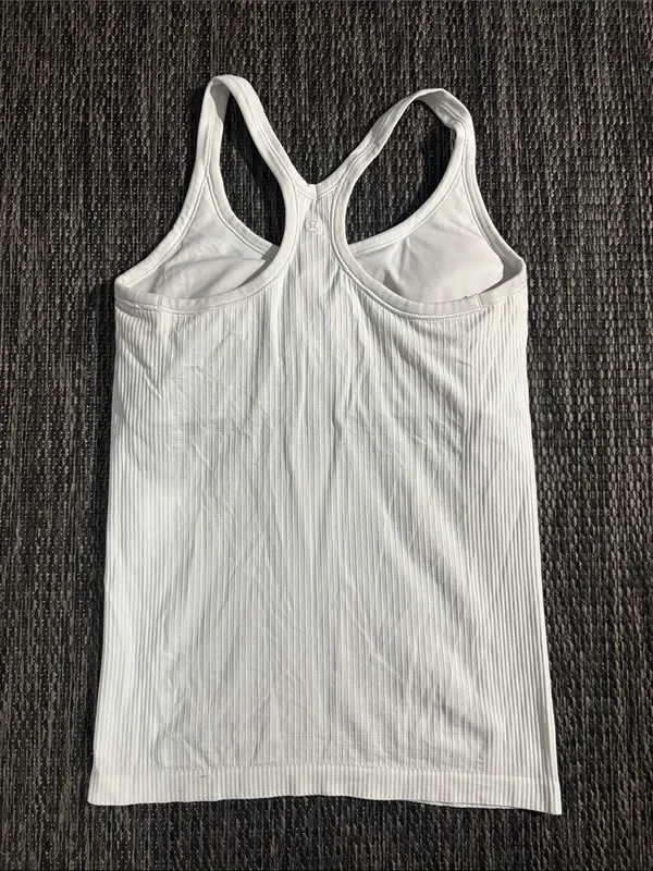 Lululemon Ebb To Street Tank White Ribbed Size 8 - Image 2