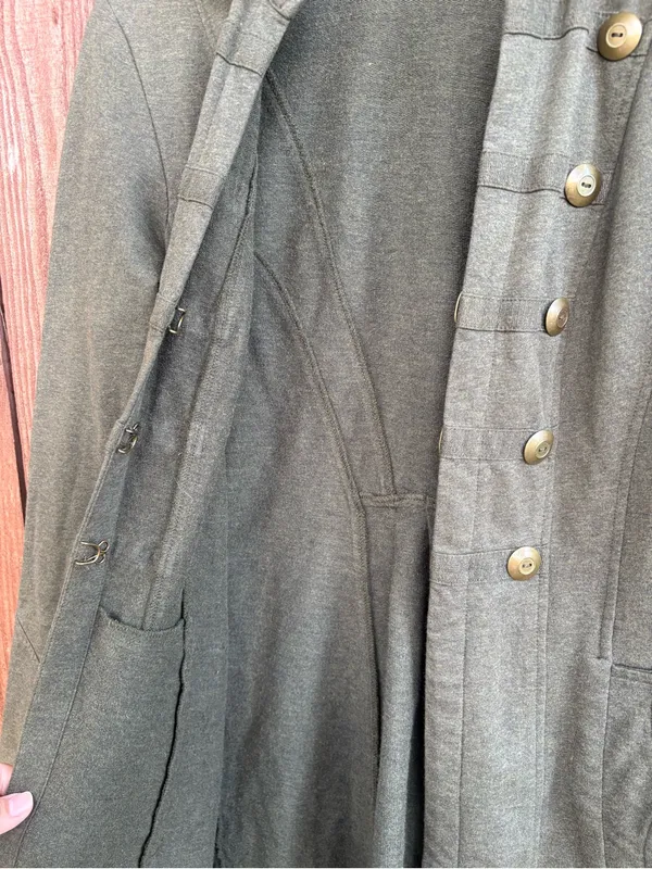 Cabi Olive Green Military Band Napoleon Longline Cotton Coat Style #587 - Image 4