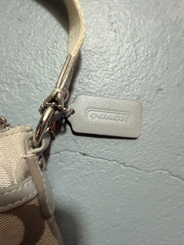 Coach Beige Signature Canvas Crossbody Bag with Chalk Trim - Image 3