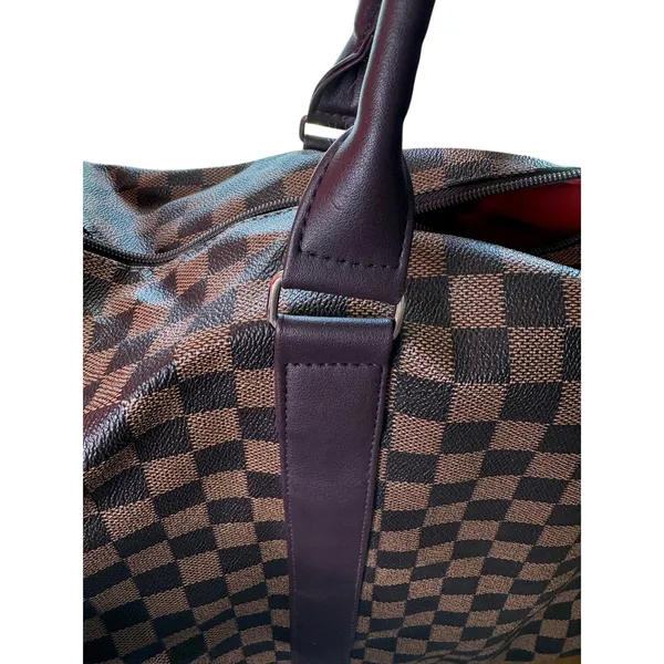 Benoss Milan Brown Checkered Weekender Duffel Travel Bag - Image 5
