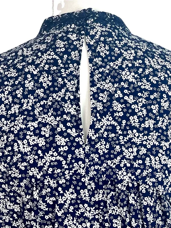 Chelsea & Violet Mini Floral Print Tiered Ruffle Long Sleeve Dress S Blue NWT - Image 7