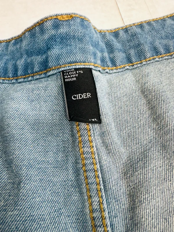 Cider Light Blue Flared Denim Shorts - Image 5