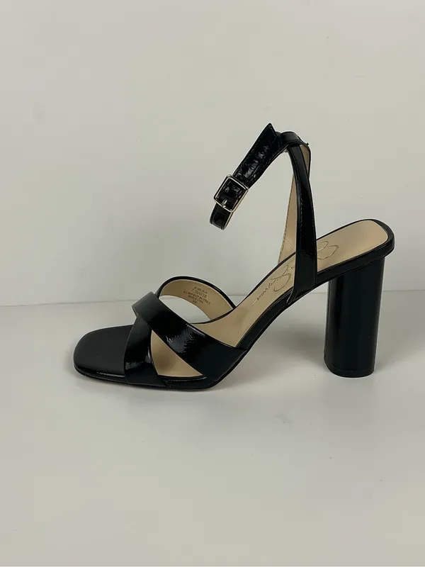 Jessica Simpson Black Patent Strappy Block Heel Sandals 4 inch - Image 4