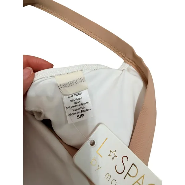L Space Farrah White Tan top S Charlie bottom L High Leg Bikini Set‎ Swimwear S - Image 6