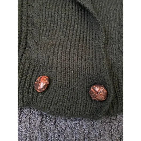 Vintage JH Collectibles Wool Dark Green Shawl Collar Knit Blouse M - Image 10