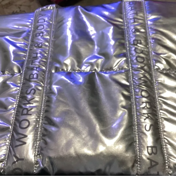 Bath & body Works Silver metallic Tote Bag - Image 9