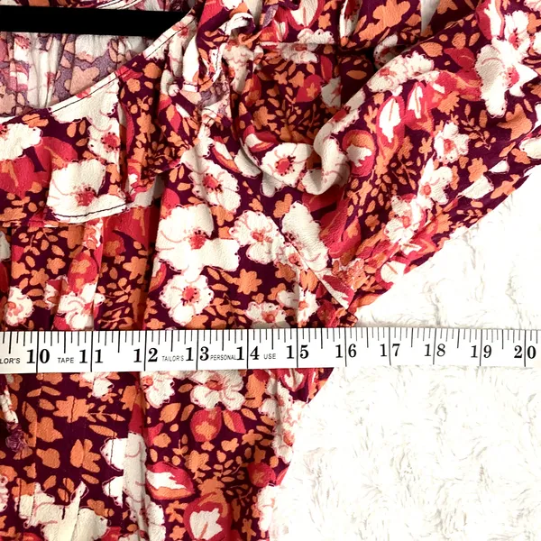 Free People Red Fruit Punch Sweet Memories Smocked Waist Boho Blouse M - Image 6