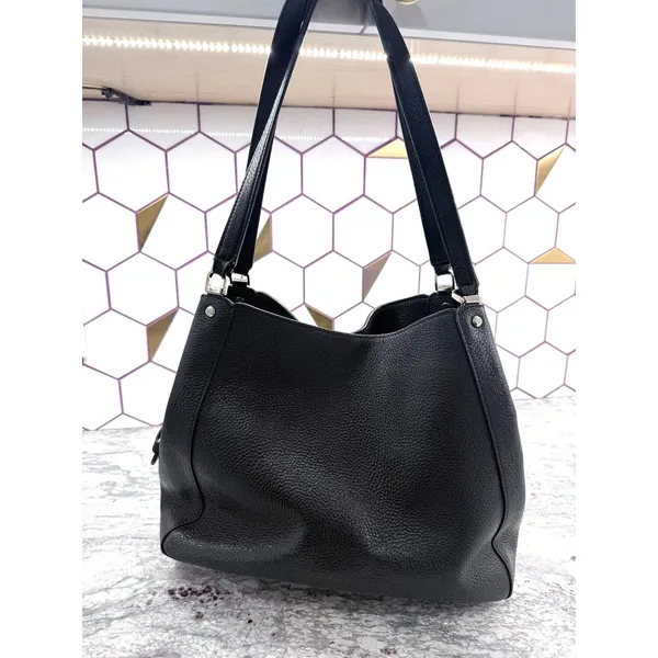 Kate Spade Leila Medium Triple Compartment Pebbled Leather Shoulder Bag - Black - Image 3