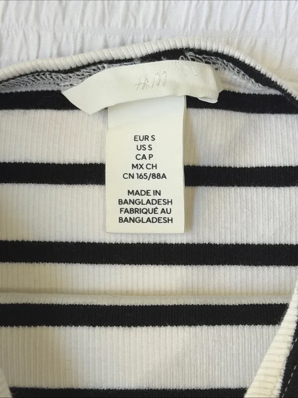 H&M Rib-Knit Strapless Bandeau Top - Striped - Image 2