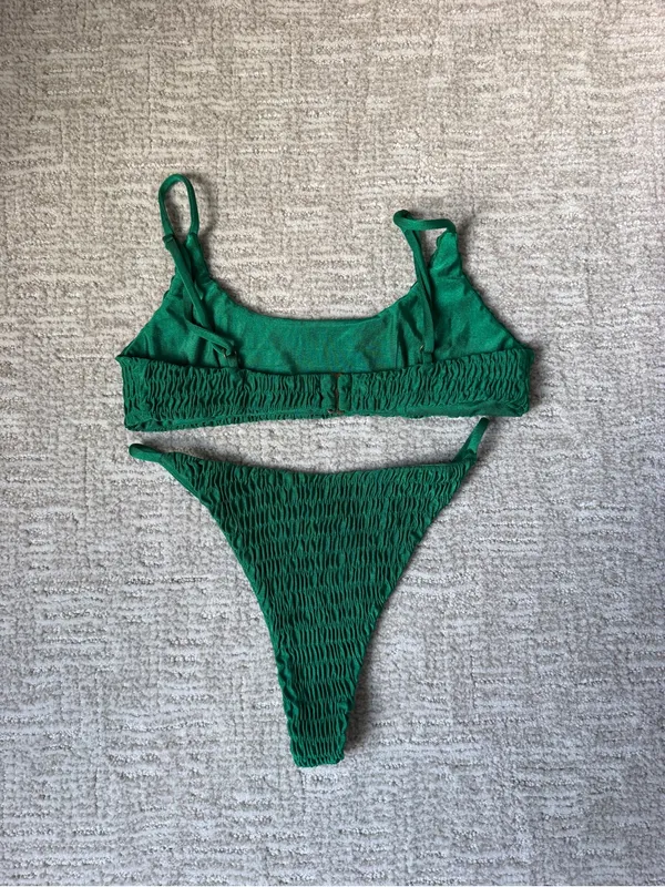superdown Olivia Smocked Bikini Set - Emerald Green - Image 3