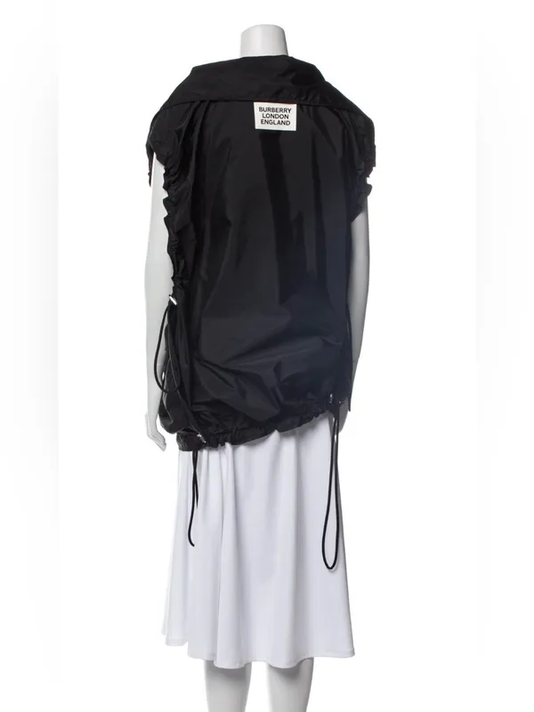 Burberry London Oversized Black Nylon Logo Drawstring Vest - Image 7
