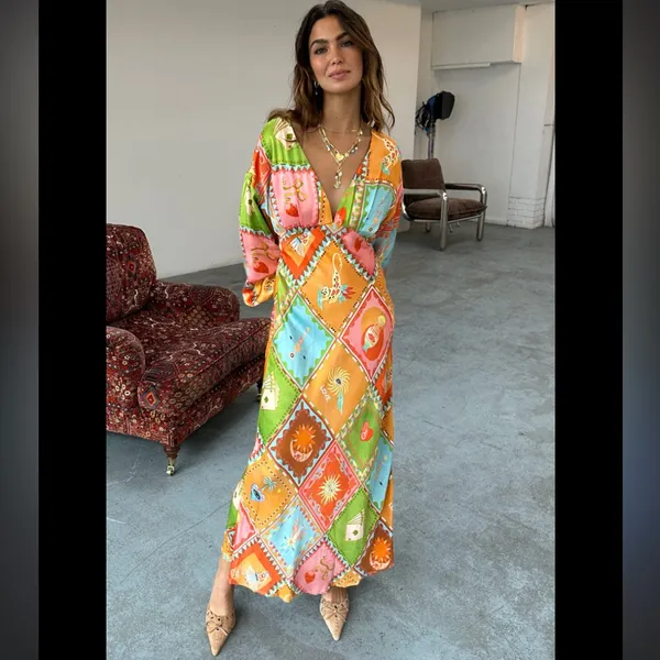 Never fully dressed NWT Soller Emma Dress $228 satin printed spring revolve boho - Image 2