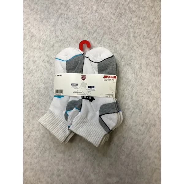 K-Swiss Womens 6 Pair Low Cut Athletic Performance Socks White Grey PK9303‎ - Image 2
