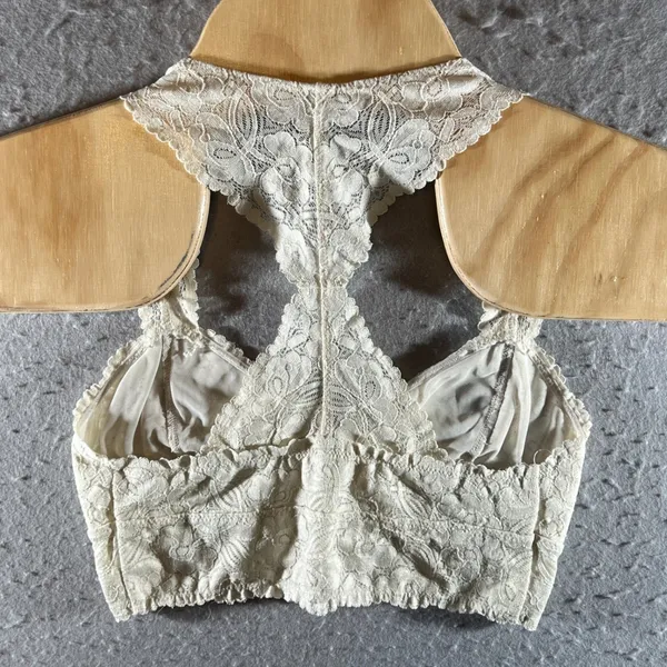 1291 | Free People Adella Floral Lace‎ Racerback Bralette Ivory Women XS - Image 2