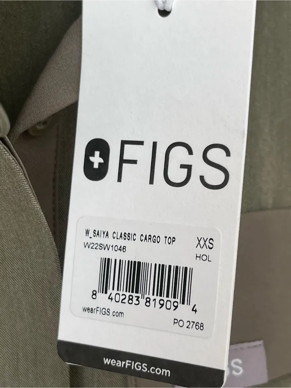 Figs Saiya Cargo scrub top heathered olive green NEW XXS limited edition - Image 10