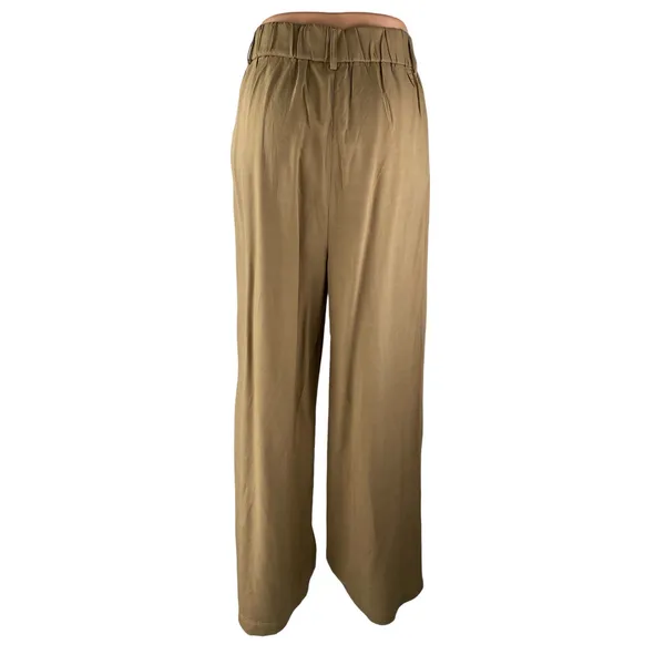 NEW Commense Women's Khaki Pleated High Rise Wide Leg Palazzo Dress Pants Size M - Image 2