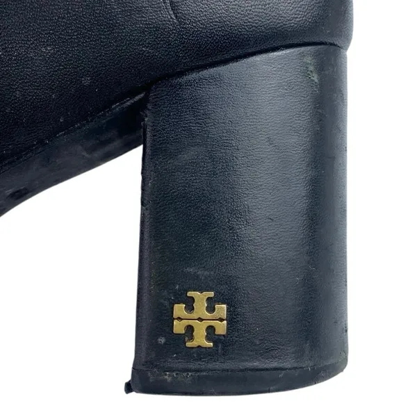Tory Burch Brooke Womens Black Leather Block Heel Round Toe Zip Ankle Boots 8.5M - Image 5