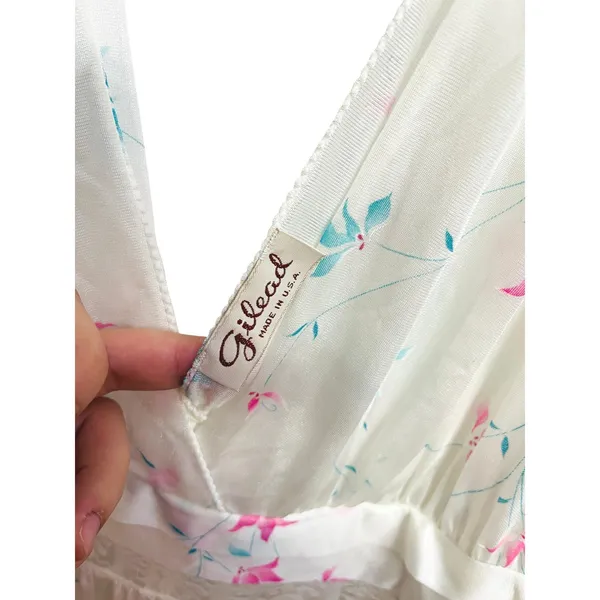 NWT Vintage 90s Gilead Cottagecore Dainty Floral‎ White Maxi Dress Babydoll M - Image 4