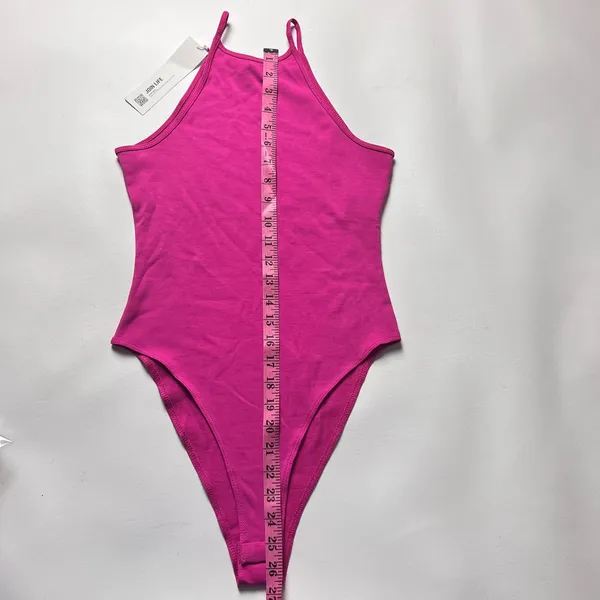 Zara Women's High Neck Pink Thin Strap Bodysuit Sz S - Image 5