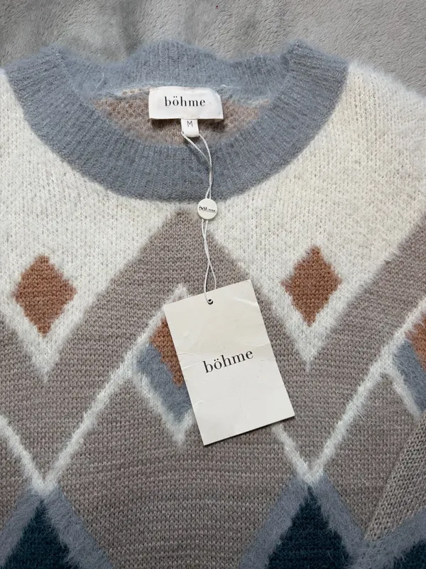 Böhme Rolanda fur sweater in a chevron color block pattern medium NEW - Image 2