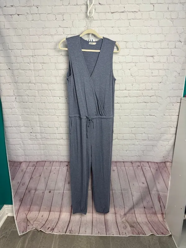 Barefoot Dreams Malibu Collection XL blue gray romper jumpsuit loungewear chic - Image 2