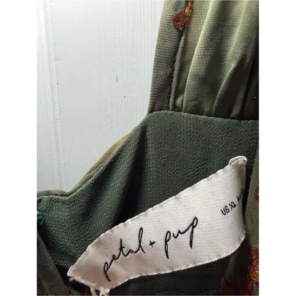 Petal & Pup Wendi Ruffle Olive Green Floral Ruffle Maxi Dress - Image 2