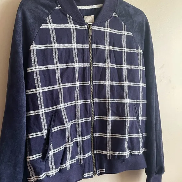 A New Day‎ blue plaid faux suede sleeves jacket - Image 7