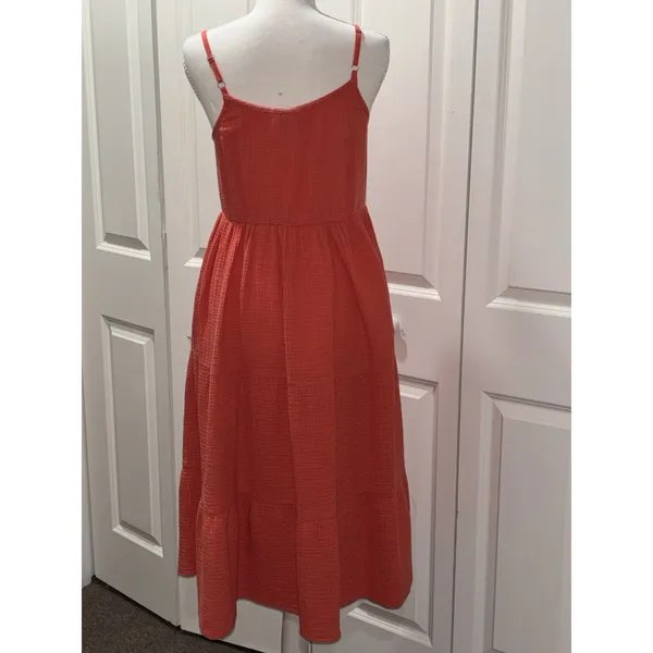 Women's Magaschoni Peach Casual Dress 100% Organic Cotton Sleeveless Midi Size - Image 2