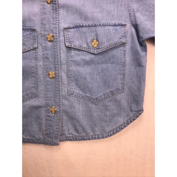 Z‎ SUPPLY Womens Blue Denim Button Down Shirt Shacket XS ZJ232414E Light Wash - Image 5