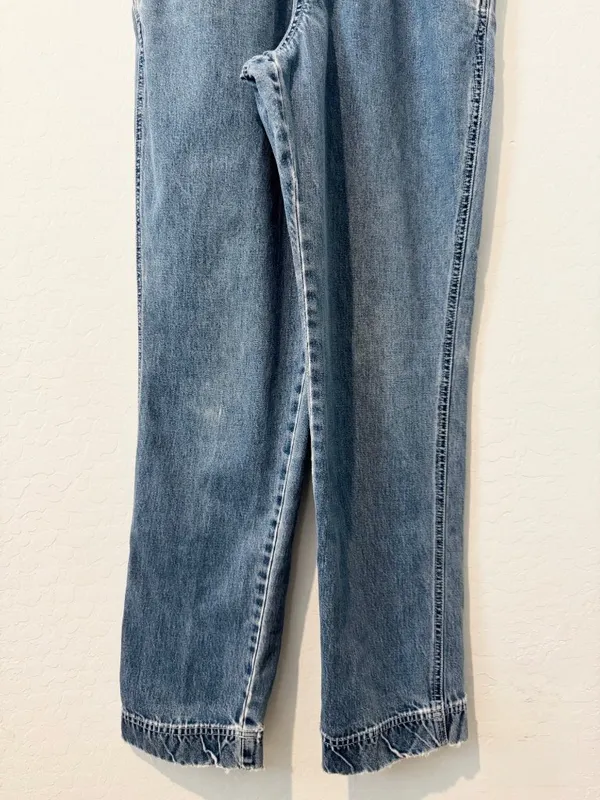 Gap Vintage Overalls Size Small Blue Rigid Denim Relaxed Straight Leg Distressed - Image 7
