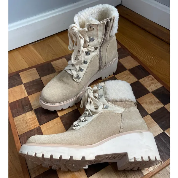 Dolce Vita Helix Beige Winter Boots Shearling Lace-up Outdoors Gorpcore size 7 - Image 4