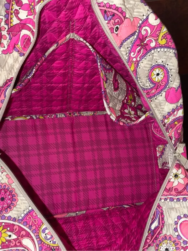 Vera Bradley Quilted Paisley Pink Travel Tote Bag - Image 5