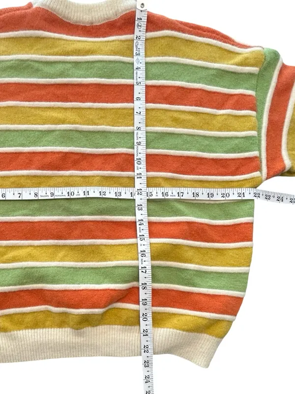 Striped Knit Sweater Small Wool Blend 90s Grunge Indie Skater Retro Crewneck EUC - Image 8