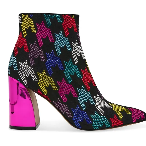 Betsey Johnson Marrina Sequence Houndstooth‎ Print ankle boots Bootie size 5 - Image 6