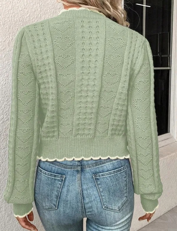 Green Heart Button Lace Cardigan - Image 2