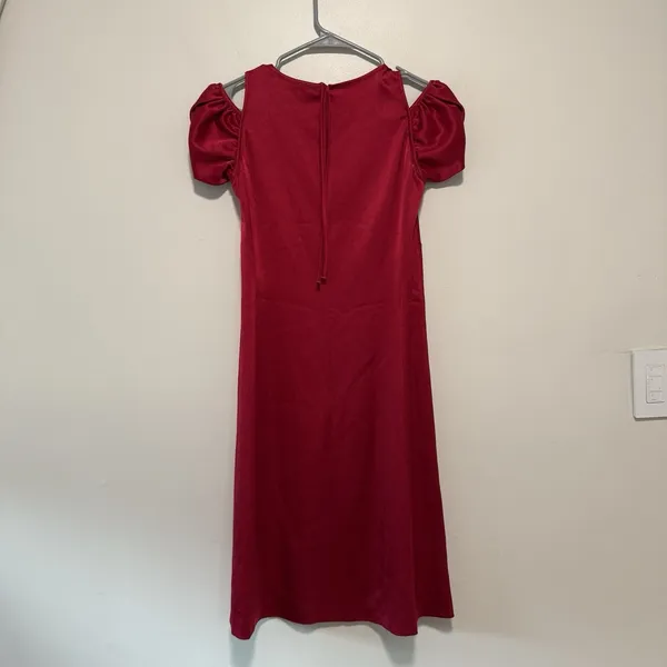 MaxMara NWT Satin Red Cut-Out Cap Sleeve Cold Shoulder Mini Dress Size 2‎ - Image 3