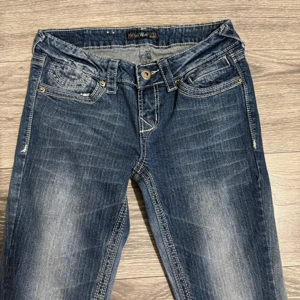 Royal Blue Womens Jeans 26x31 Low Rise Bootcut‎ Medium Wash Y2K Contrast Stitch - Image 8