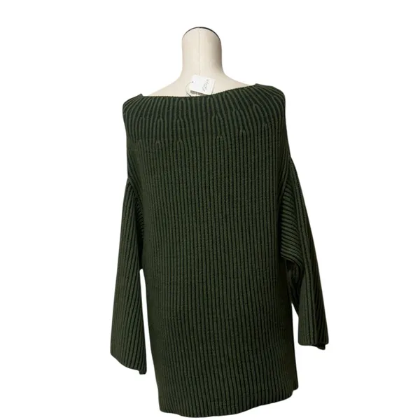 NWT Free People Boat Neck Tunic Sweater Small, CHIVE COMBO Small - Image 9