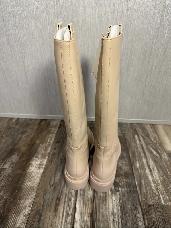 H&M Beige Tall Leathet Chunky Sole Boots Size 10 - Image 11