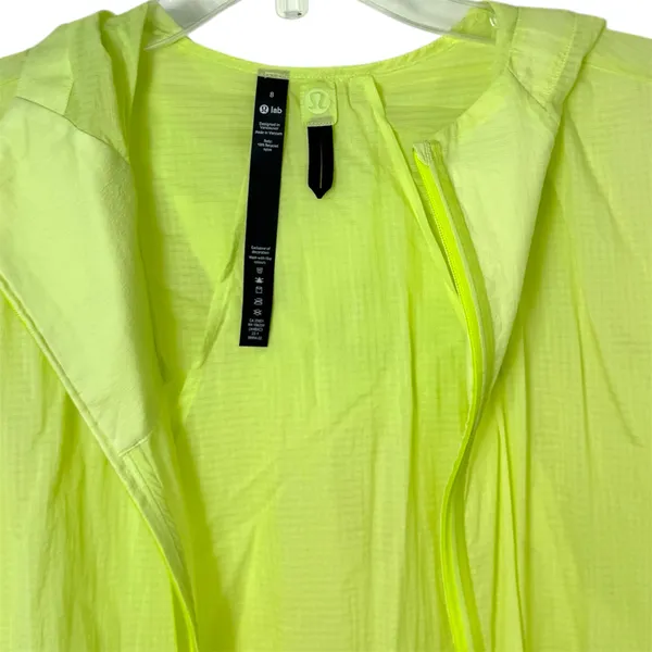 Lululemon Lab Translucent Lightweight Windbreaker Jacket Sz 8 Lime Green EUC - Image 3