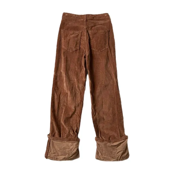 Anthropologie Pilcro Corduroy Pants Brown High Rise Straight Wide Leg Cuffed 25 - Image 4