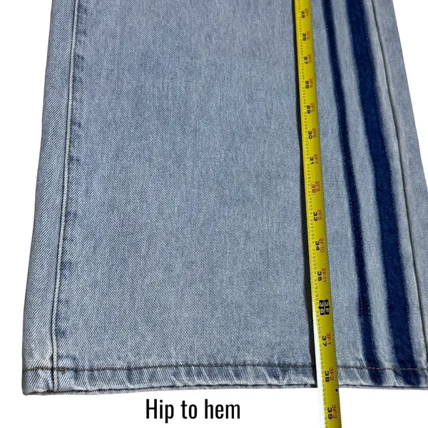 NEW Edikted Side Stripe Low Rise Wide Leg Washed Jeans Capsule Skater Grunge‎ S - Image 13