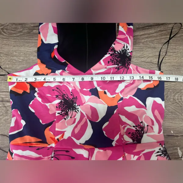 Trina Turk Marcia Floral Fit & Flare Dress Size‎ 6 Sleeveless V-Neck - Image 8
