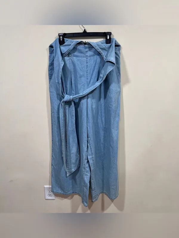 NWT Free People Size LARGE Sasha Convertible Wide Leg Jeans Pocket Jumpsuit - Image 5