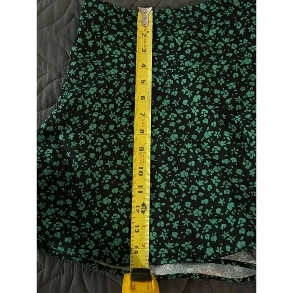 ZARA Floral Skater Mini flare Skort Black Green Womens Size M - Image 7