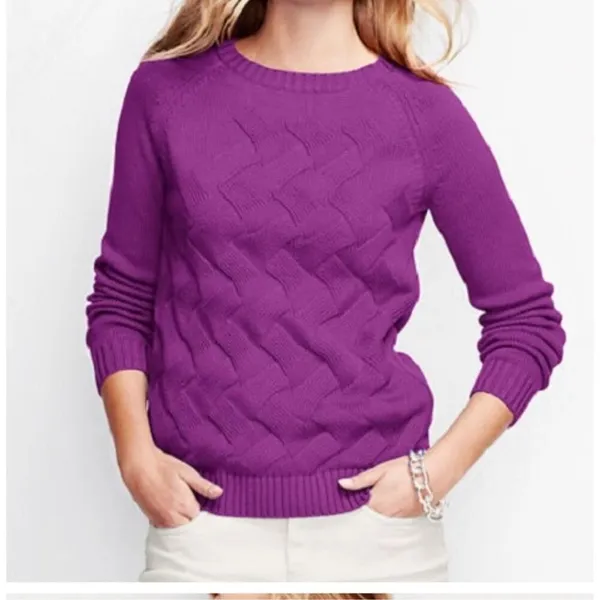 Land’s End size L P (14-16) 100% cotton basket weave sweater. - Image 3