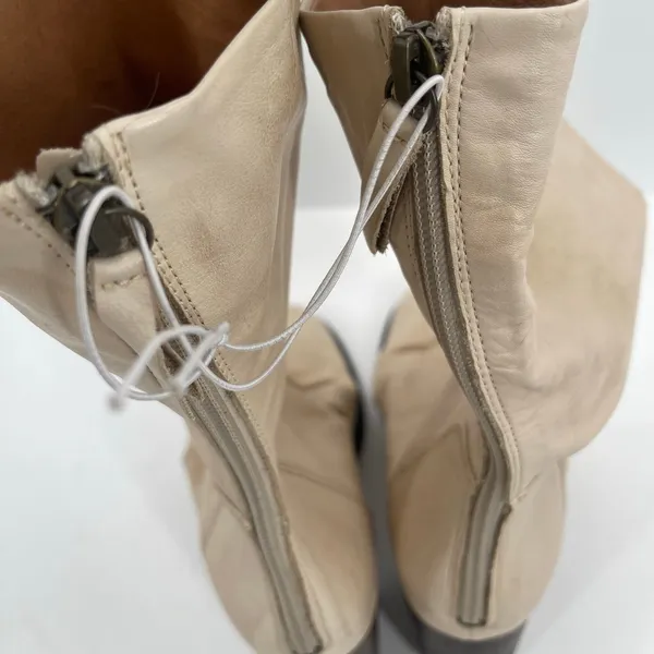 FREE PEOPLE Elle Boots Size 10 NEW Slouchy Leather Block Heel NWT/Box Beige Boho - Image 13