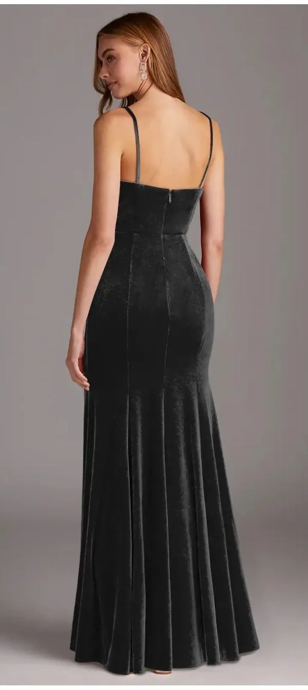 Azazie Black Velvet Floor Length Gown - Image 3